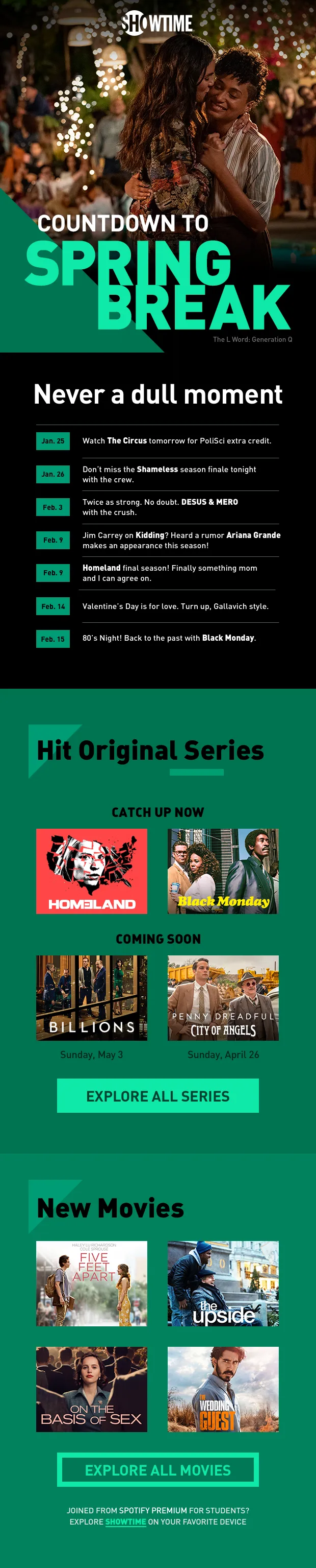Spring Break — email layout, 1